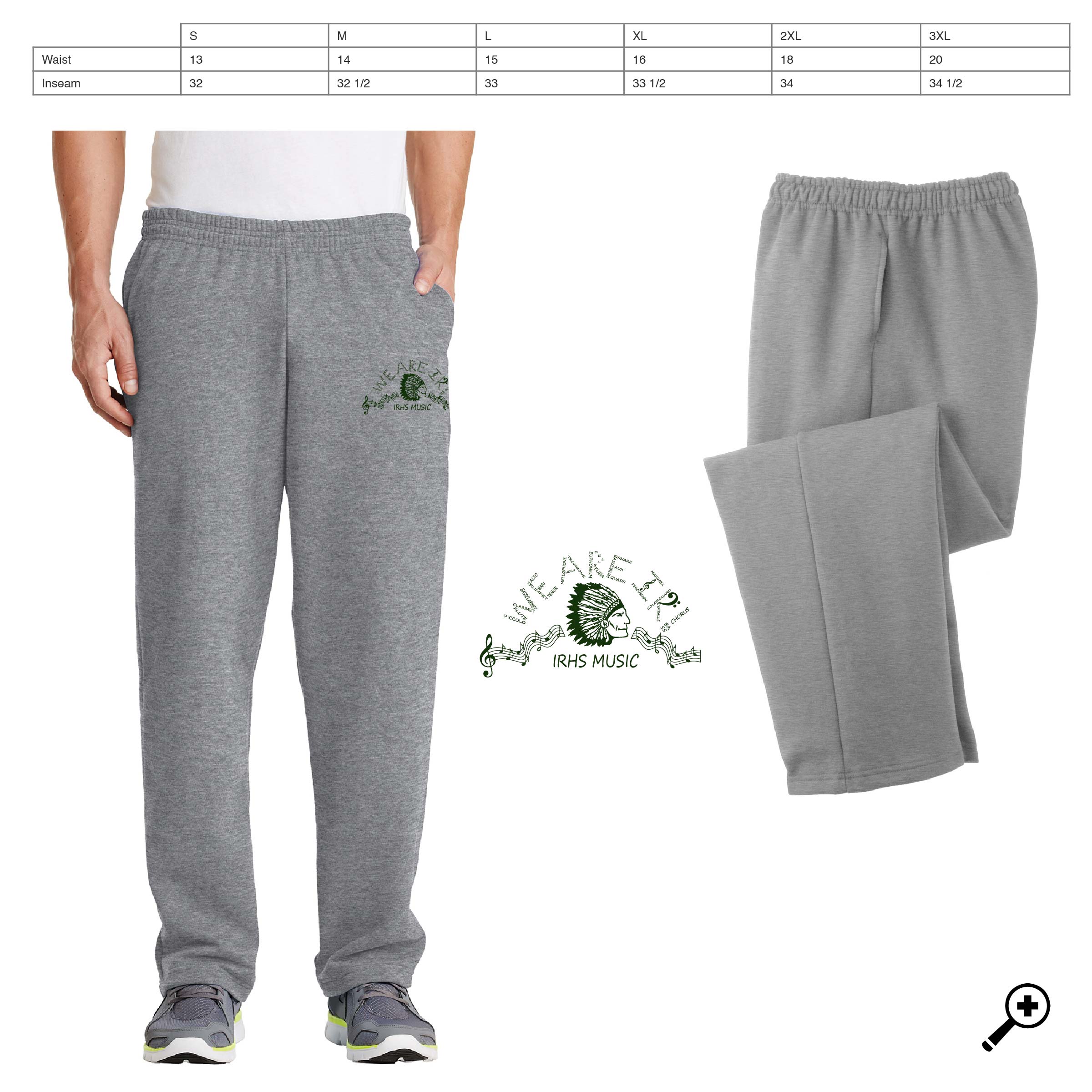 D- PC78P Adult Open Bottom Sweatpants