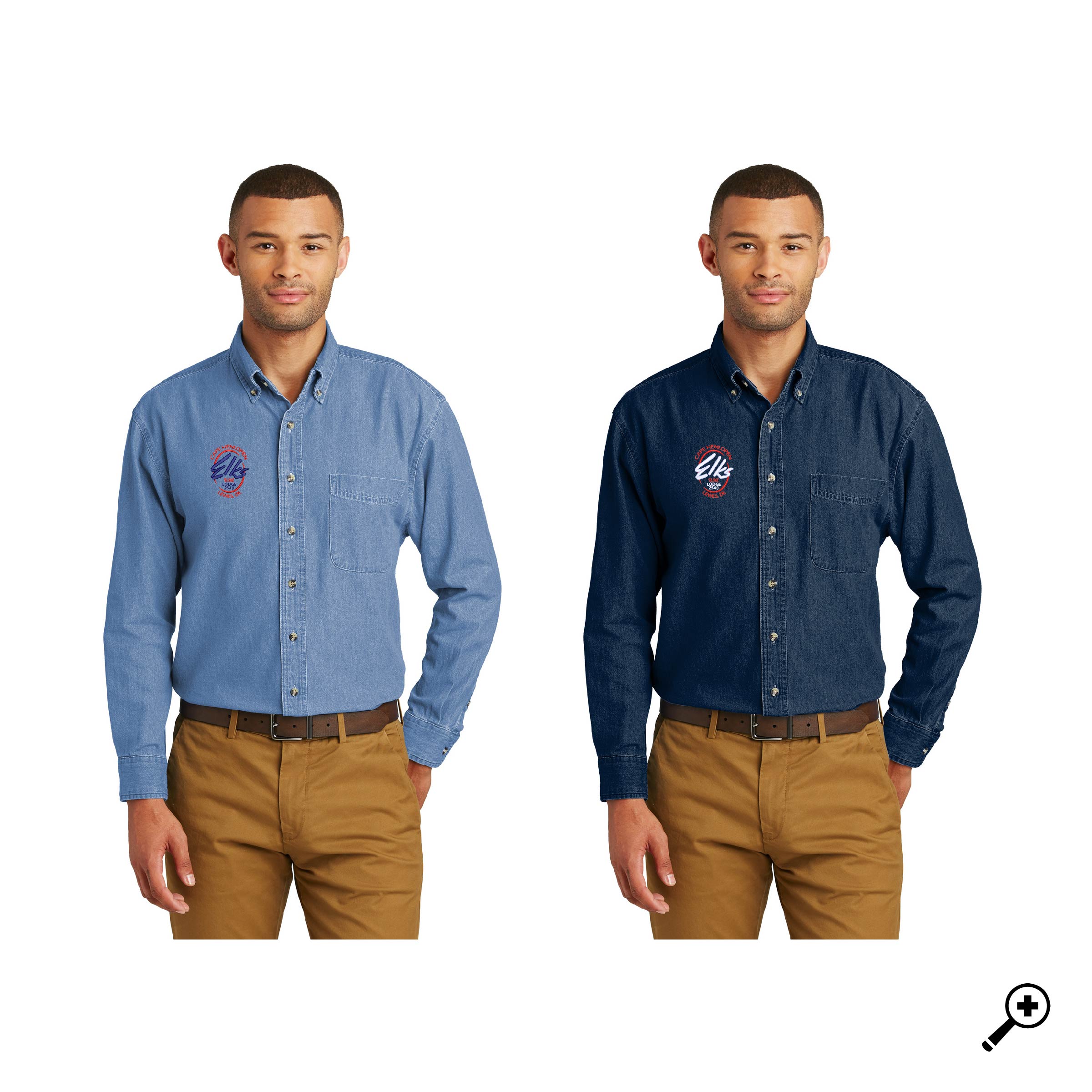 J- SP10 MENS Port & Company Long Sleeve Denim Shirt