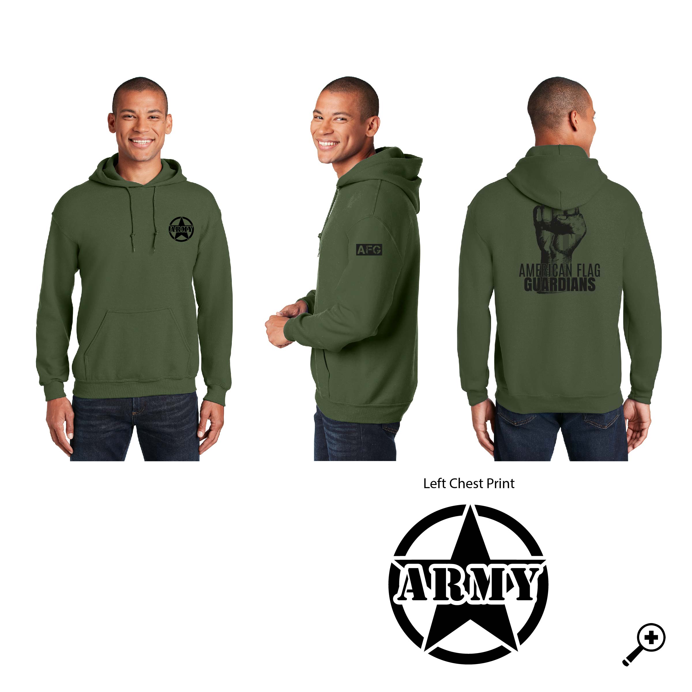 T- ARMY 18500 ADULT Gildan Hooded Sweatshirt