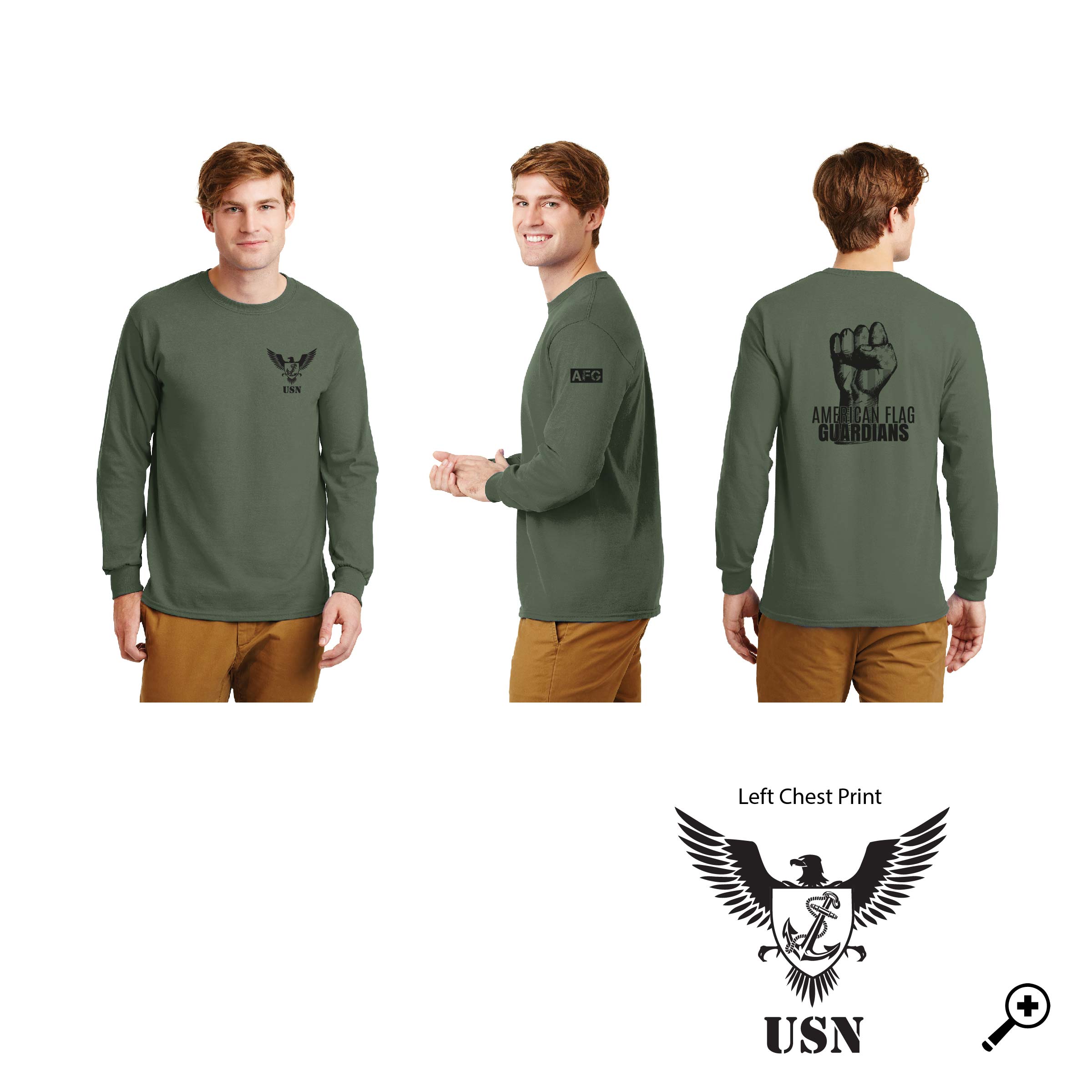 W- NAVY 2400 ADULT Gildan Long Sleeve Tee