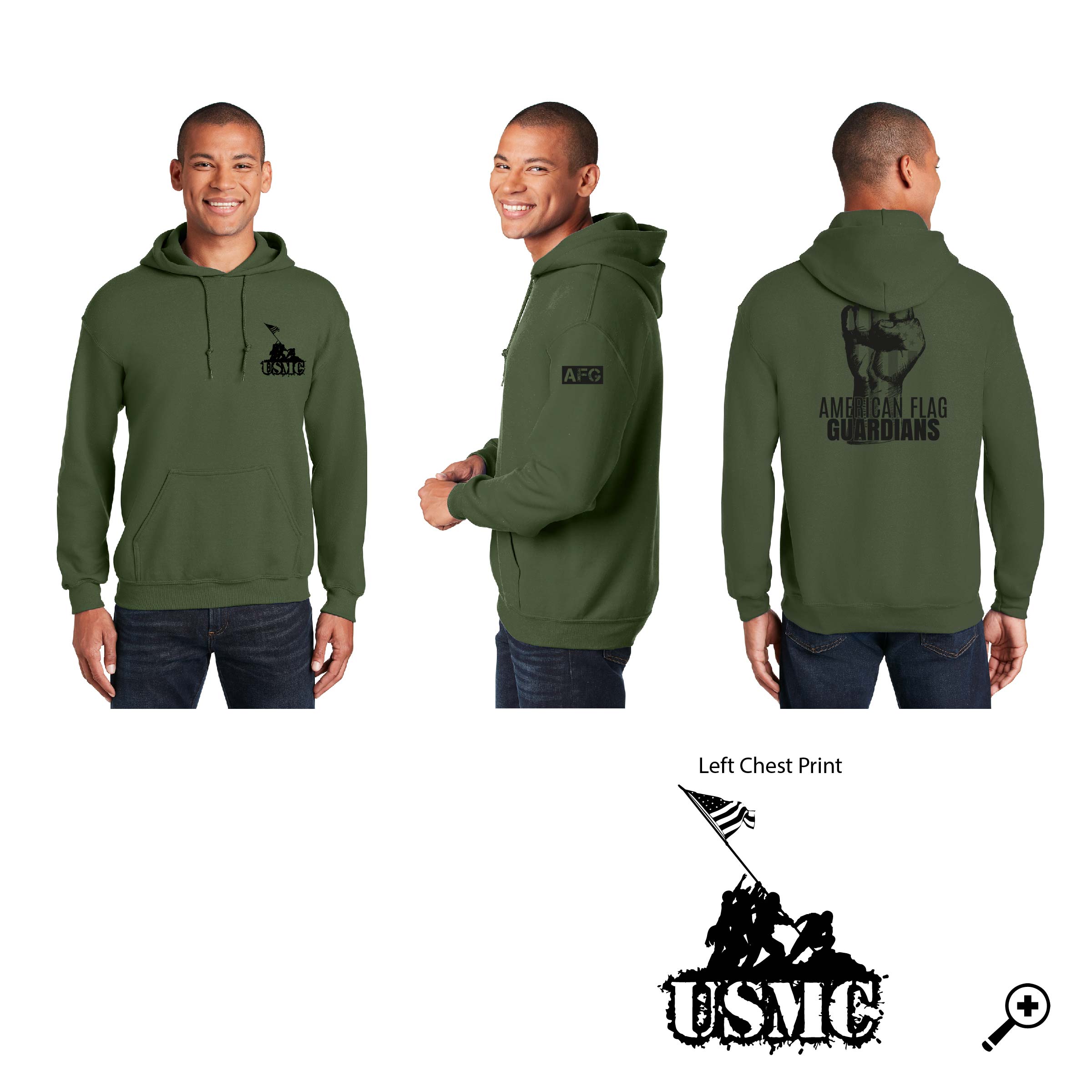 ZD- MARINES 18500 ADULT Gildan Hooded Sweatshirt