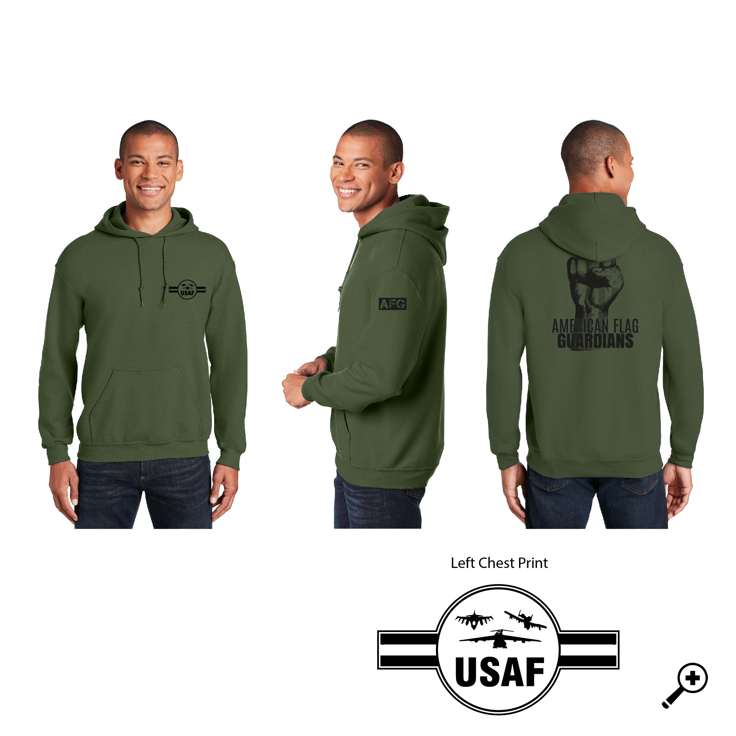 ZH- AIR FORCE 18500 ADULT Gildan Hooded Sweatshirt