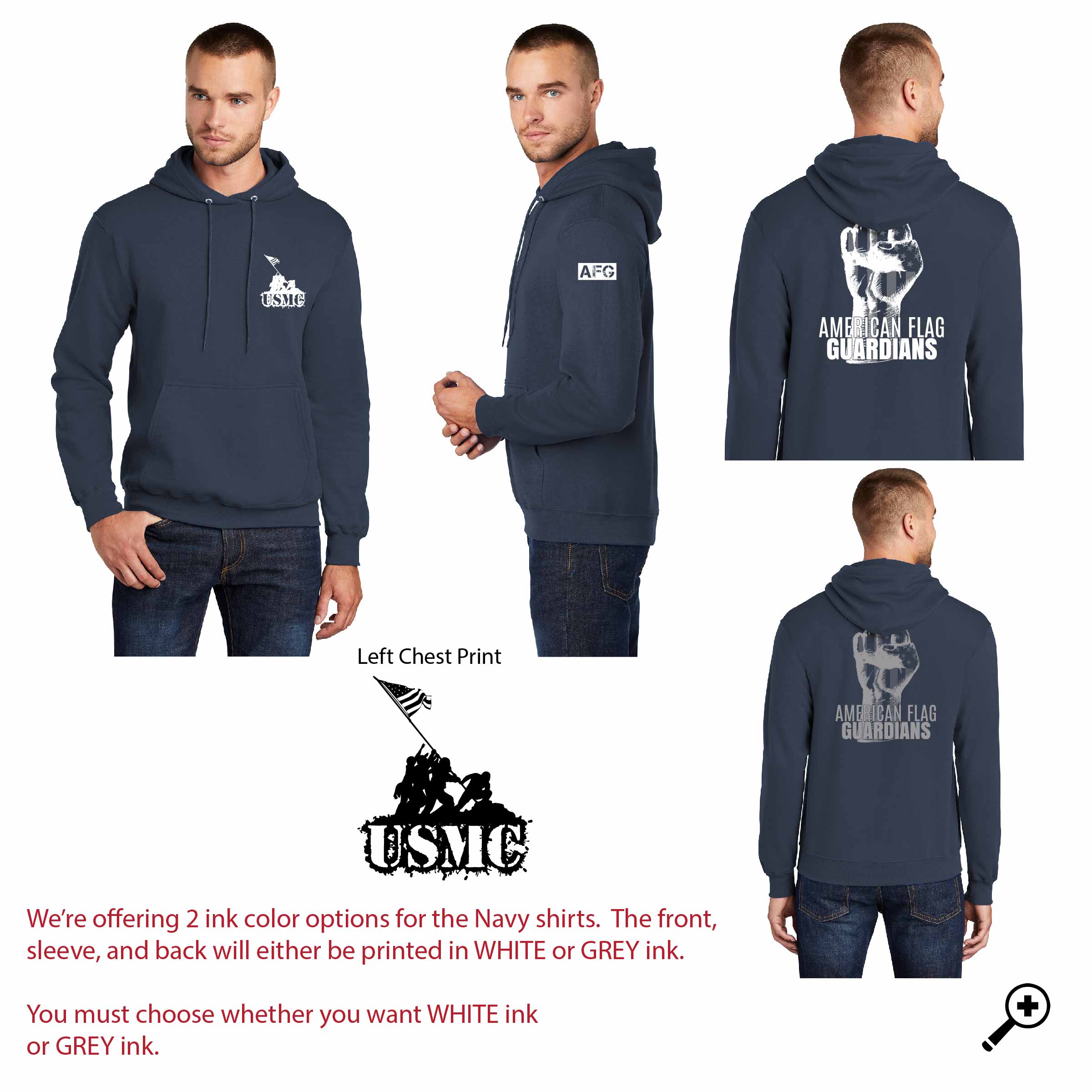 ZE- MARINES PC78H ADULT Port & Company Hooded Sweatshirt