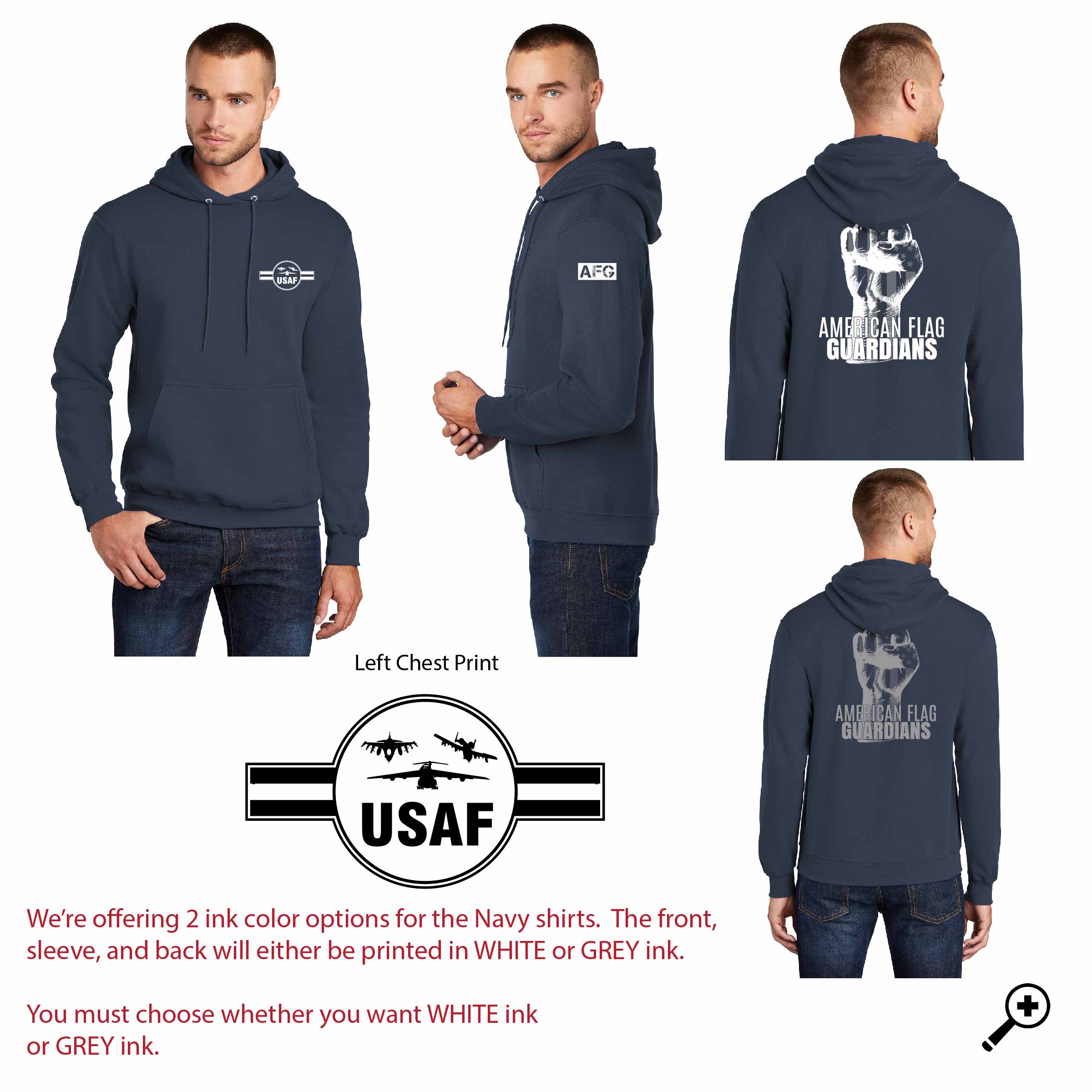 ZI- AIR FORCE PC78H ADULT Port & Company Hooded Sweatshirt