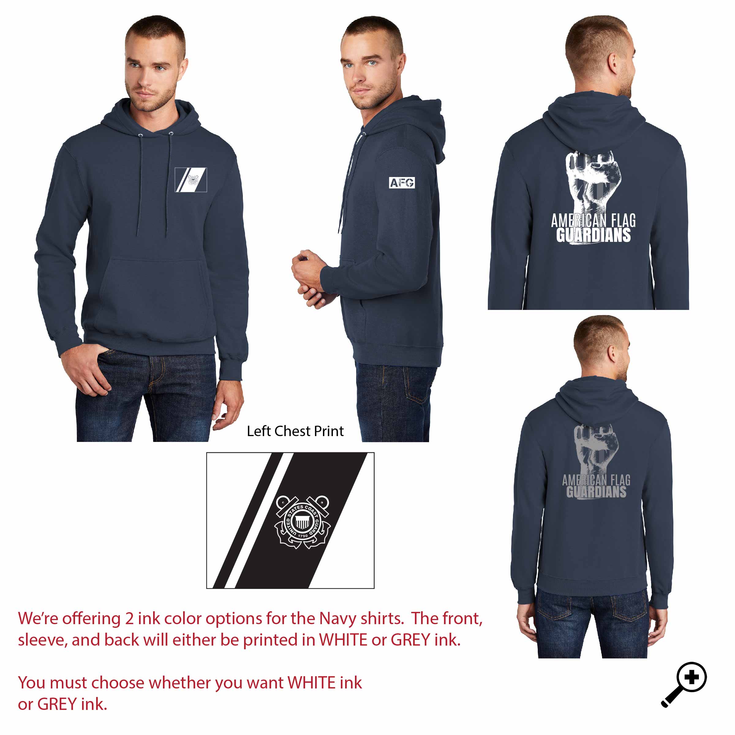 ZM- COAST GUARD PC78H ADULT Port & Company Hooded Sweatshirt