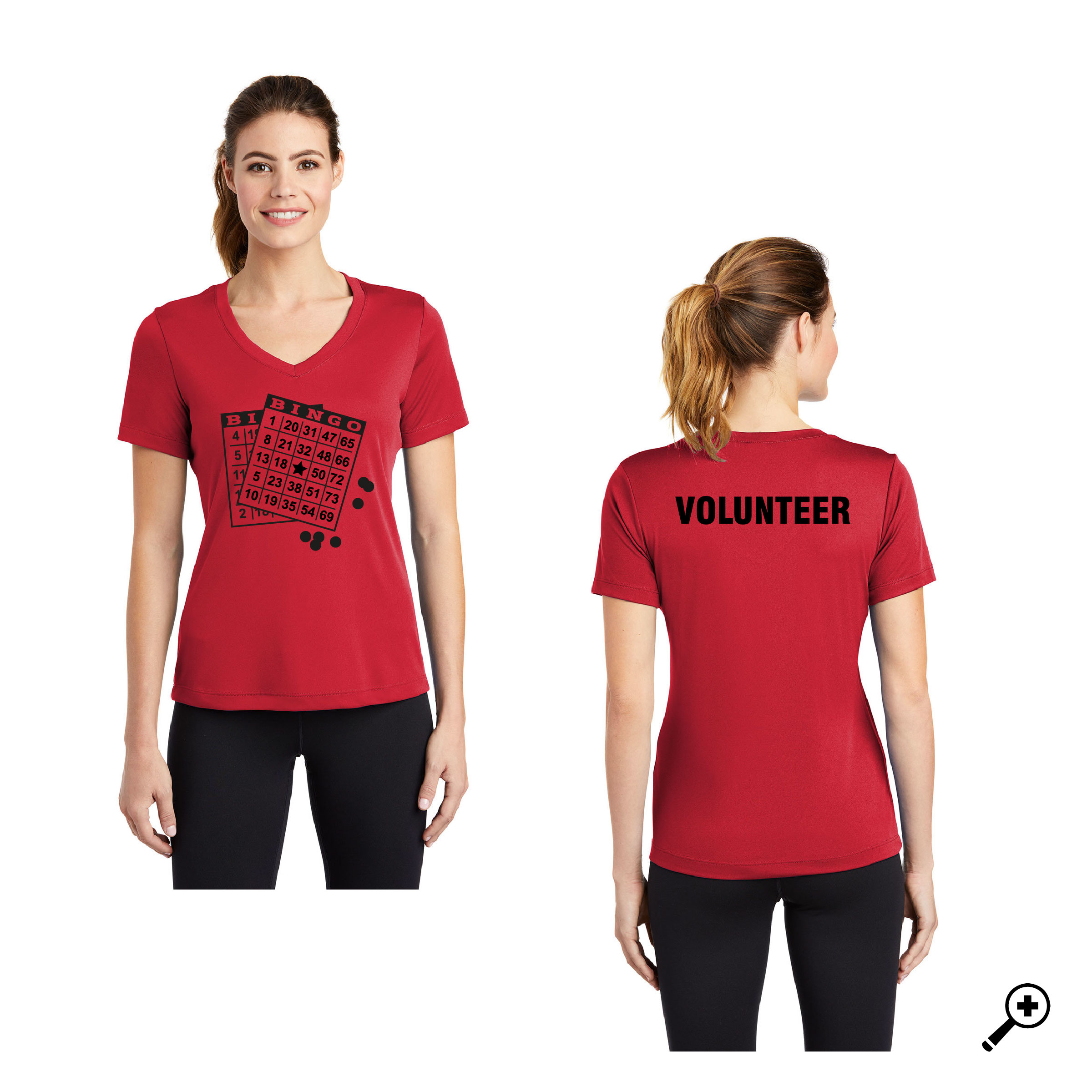 ZA- BINGO LST353 LADIES Sport Tek V-neck Short Sleeve Tee