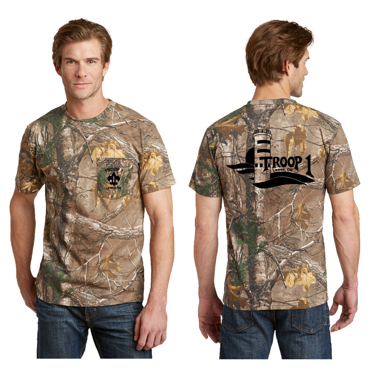 A - S021R Adult Short Sleeve Camo Pocket T-Shirt