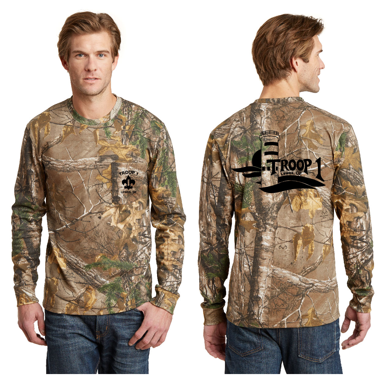 A - S020R Adult Camo Long Sleeve Pocket T-Shirt