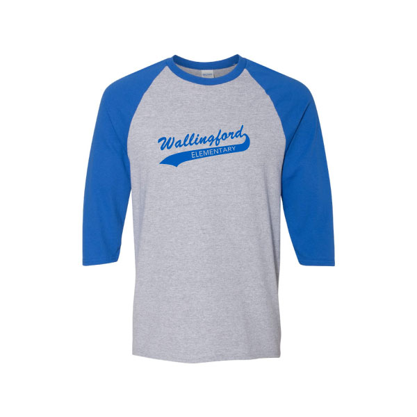 02 - Gildan G570 Adult baseball style 3/4 sleeve T-shirt