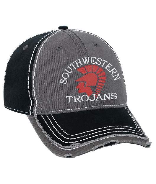 H3 149-1091 Garment Washed Cotton Twill w/ Heavy Contrast Stitching Distressed Trim Edge Visor