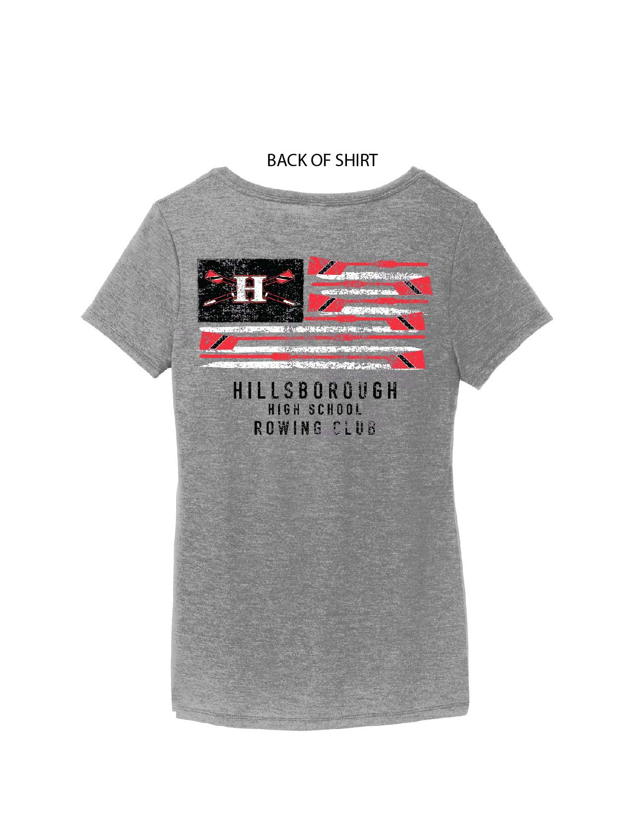 I - HHS Rowing Ladies V-Neck Flag Tee