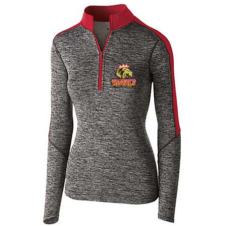 AU 222742 LADIES ELECTRIFY 1/2 ZIP PULLOVER GREY/RED