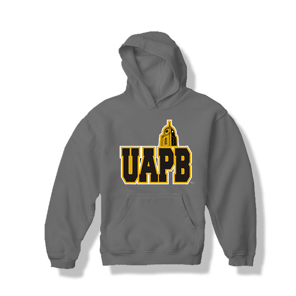 0002 UAPB pullover hoodie - gray -  3 color tower and letters