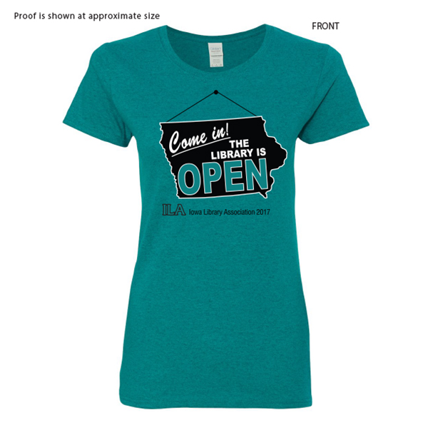 Gildan women's T antique jade full front