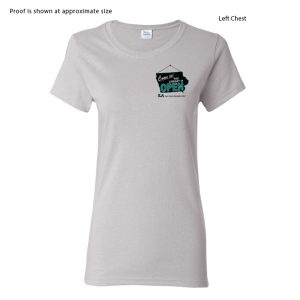Gildan women's T ice grey left chest
