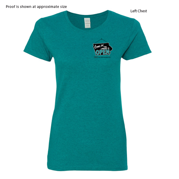 Gildan women's T antique jade left chest