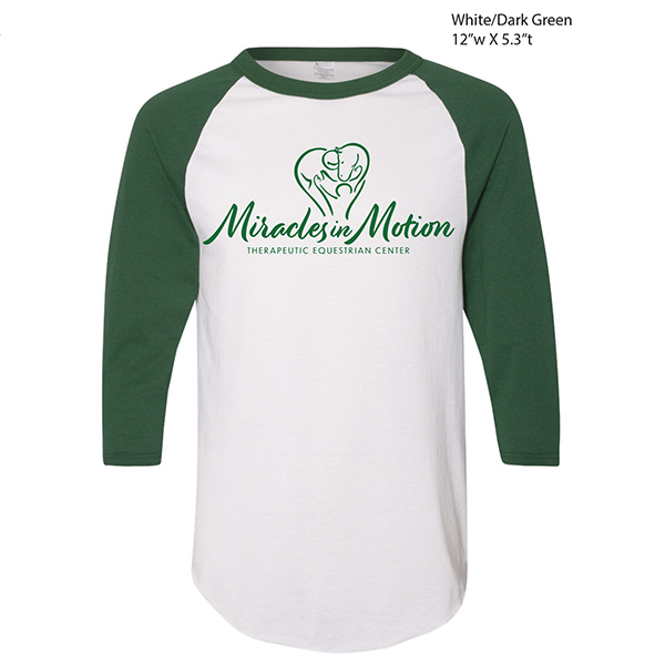 Augusta Sportswear three quarter sleeve baseball jersey 4420 white/dark green