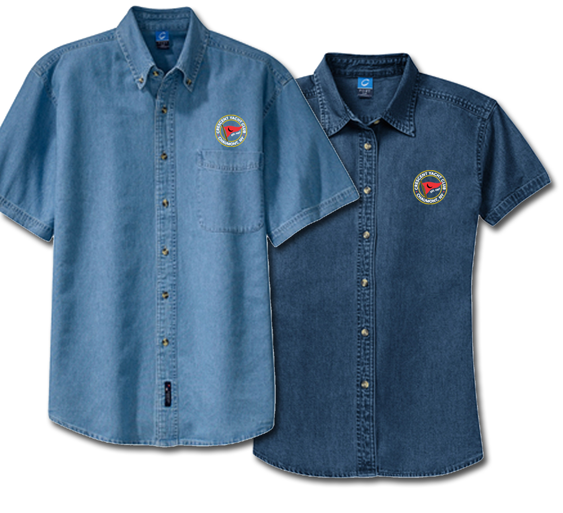 Men's and Women's Short Sleeve Denim Shirt