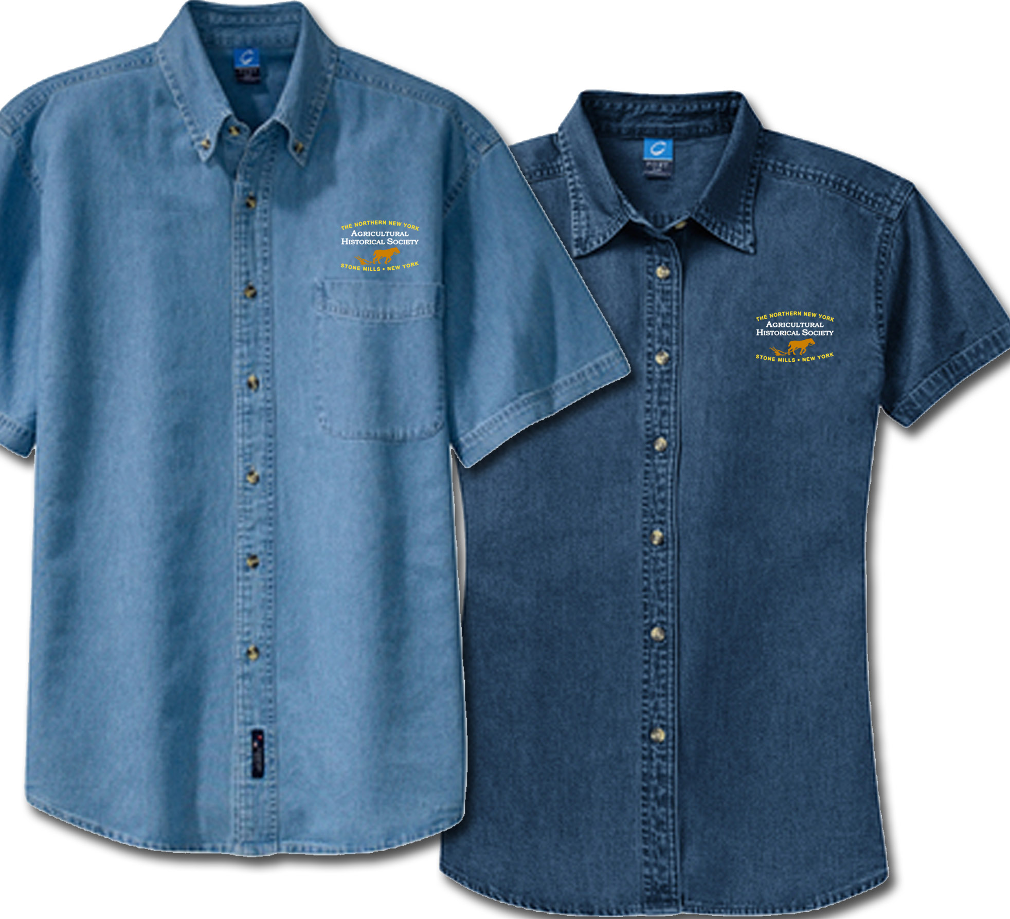 Men's and Women's Short Sleeve Denim Shirt