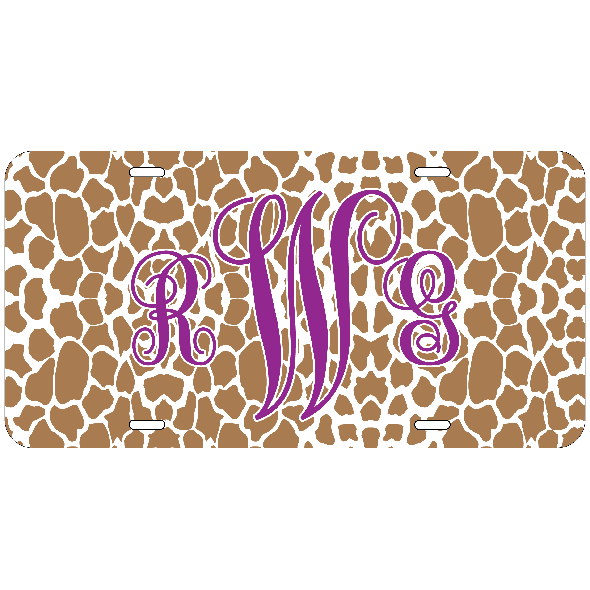 106-Monogram Car Tag - with Leopard Background