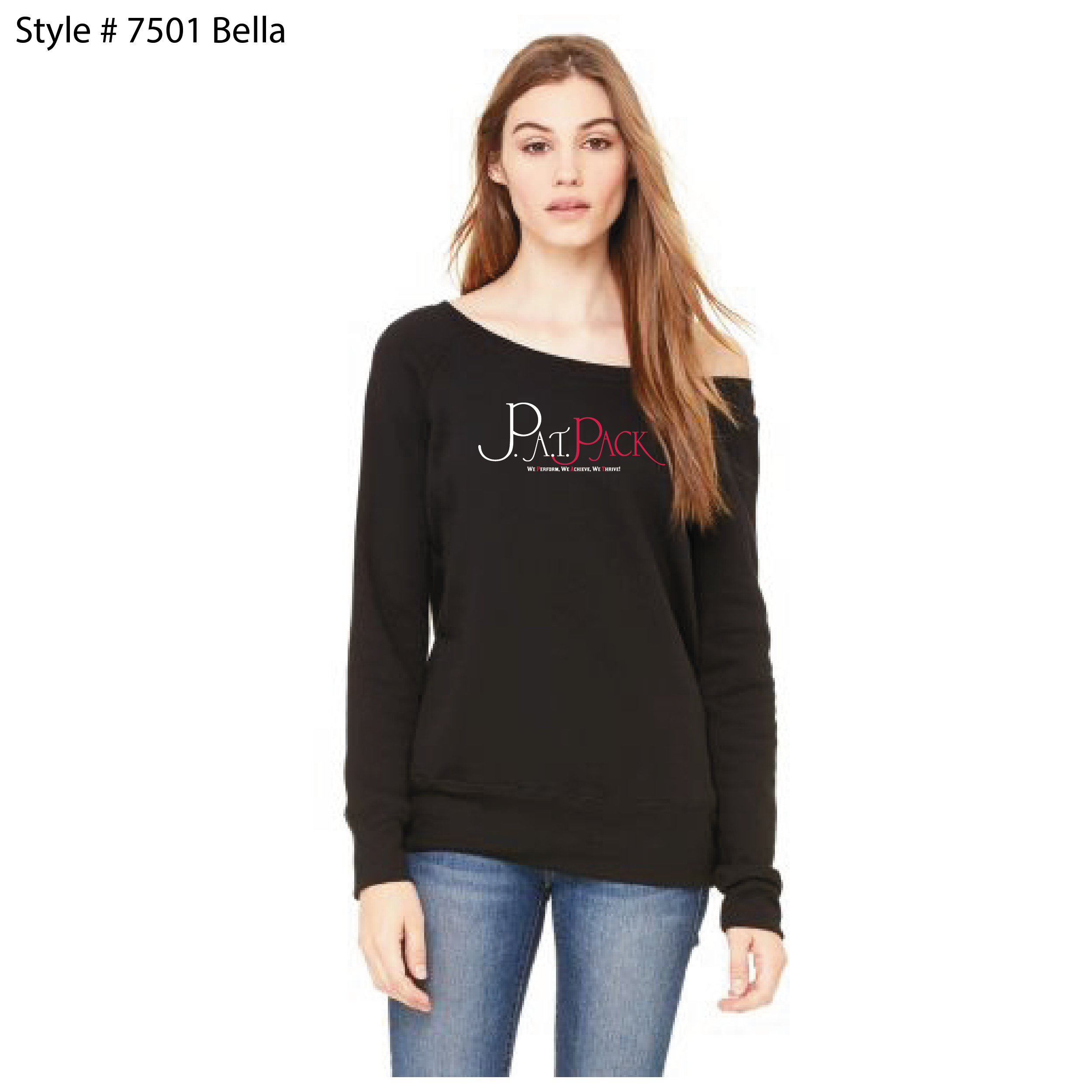 17-BELLA+CANVAS WOMEN FLEECE WIDE NECK SWEATSHIRT-7501