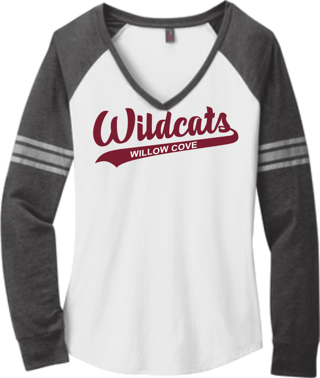 "DM477" Ladies V Neck Vinyl "Wildcats"