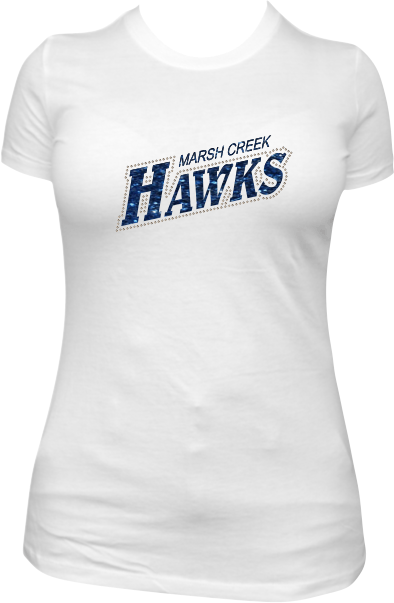 "DM104L" HAWKS Glitter Vinyl & BLING T-Shirt (ADULT)