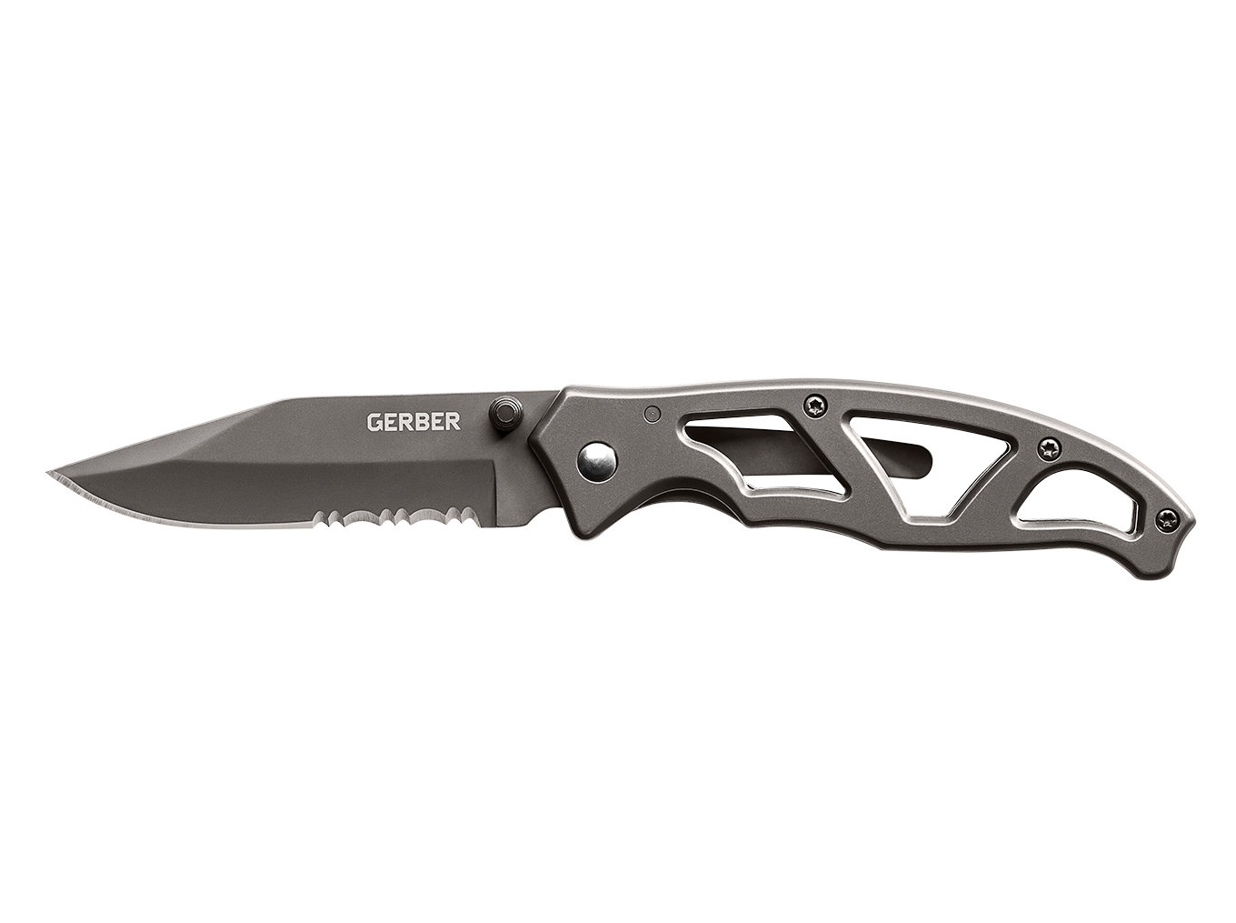 F4) 08445 Parafram I - TI-Grey, Serrated Folding Knife
