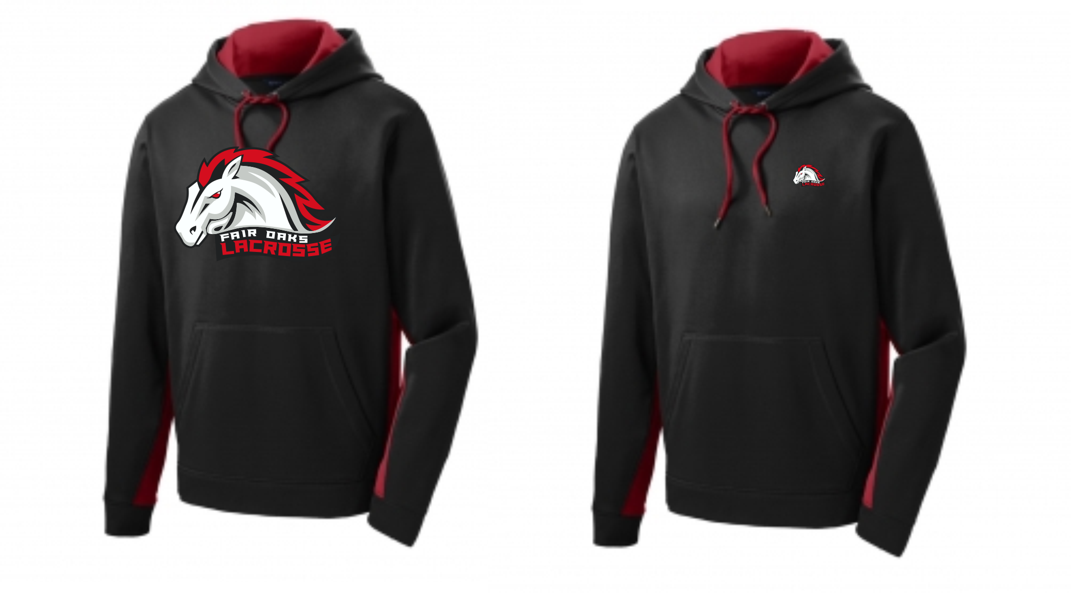 Unisex & Youth Black w/ Red 100% polyester Hoodie