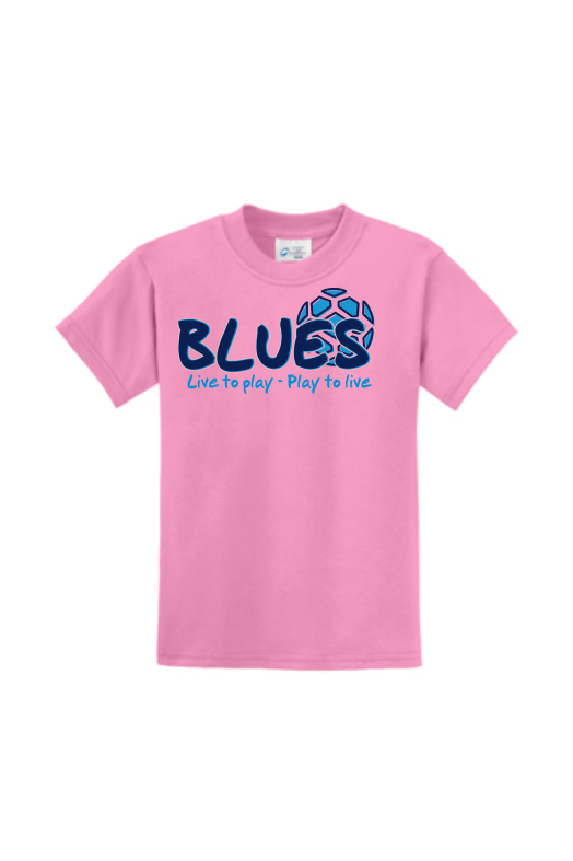 Youth Blues PC54Y Pink Fan tees w/ logo