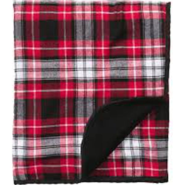 E-Embroidered Fleece Plaid Blanket