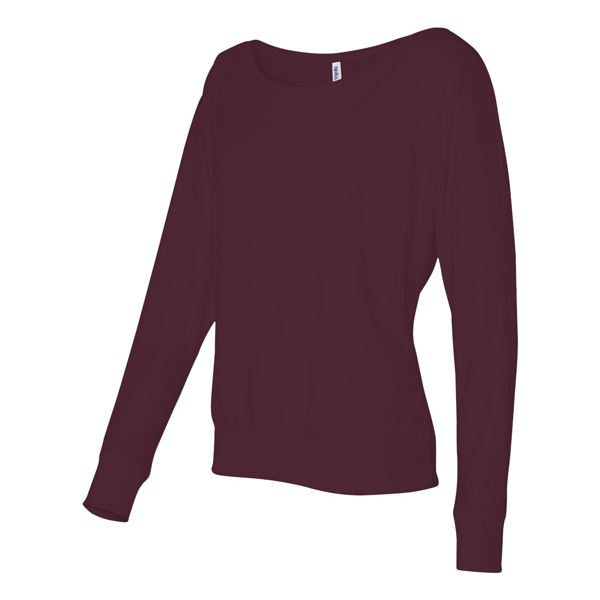 02 Maroon Ladies Off Shoulder<BR>Long Sleeve Shirt