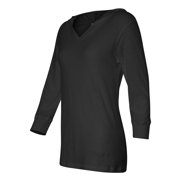 11 Ladies 3/4 sleeve Hooded Slub Tee<BR>with Sparkle and Bling
