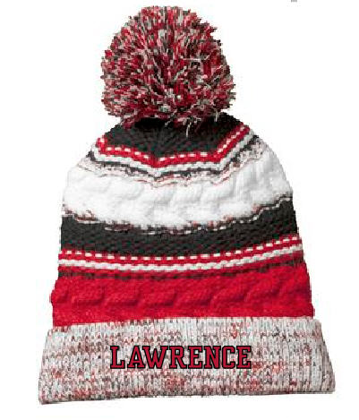 4-STC21 Red/Black/White Lawrence Pom Beanie