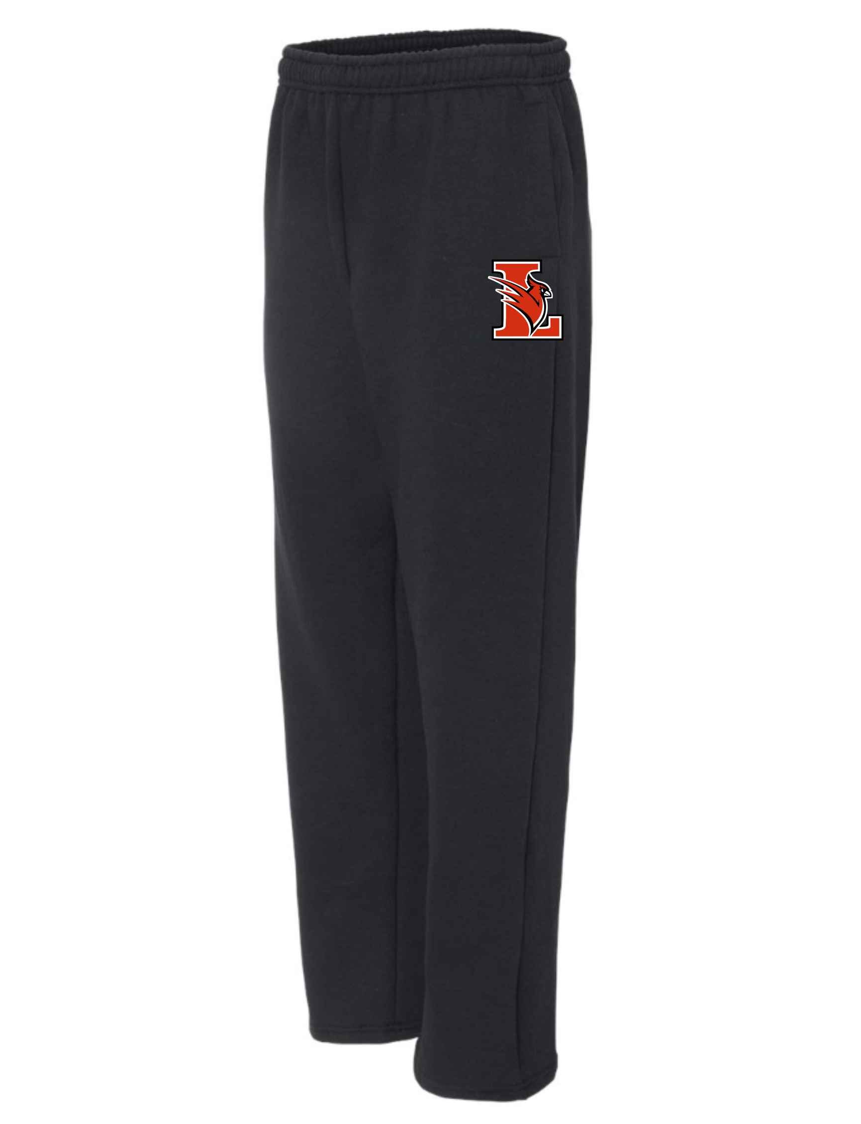 4-e18300 Black Lawrence Open Bottom Sweatpants