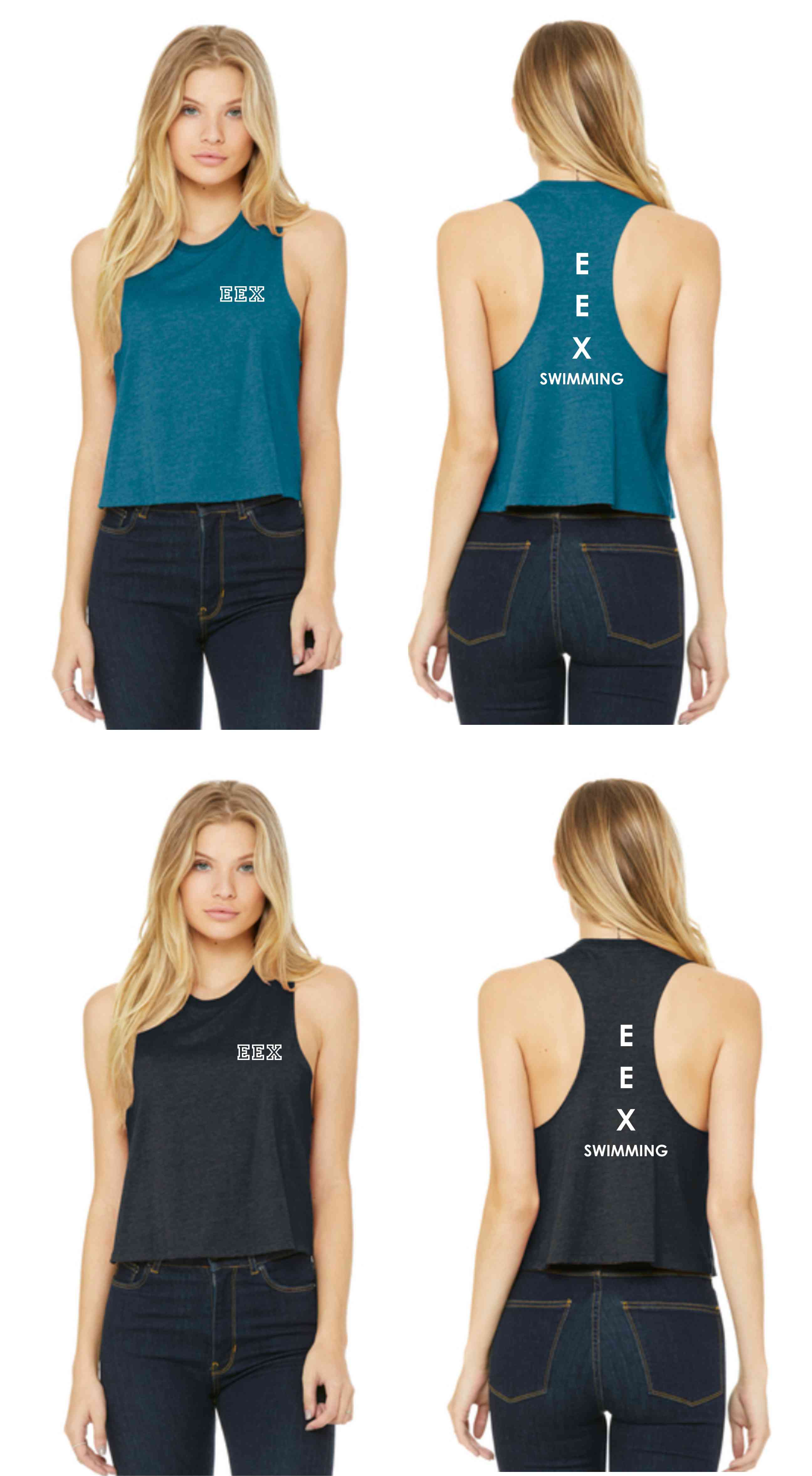 1-6682 Screen Printed Bella - Women's Racerback Cropped Tank