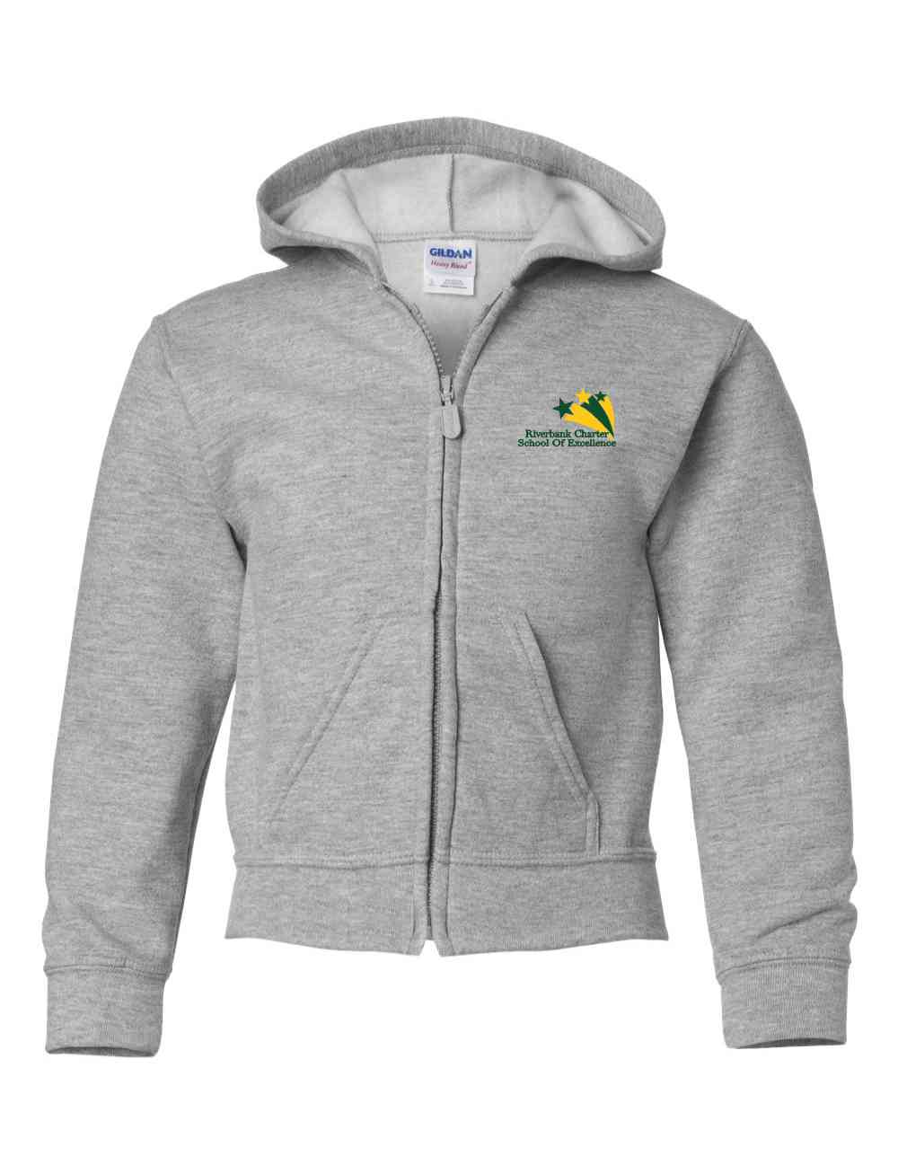 3-18600b Embroidered Gildan Youth  zip hooded sweatshirt