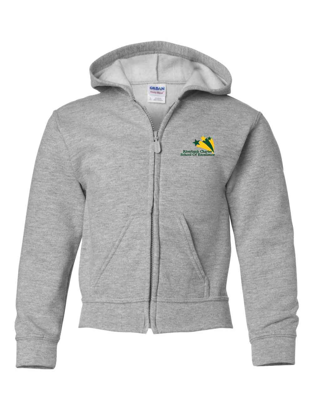 3-18600b Embroidered Gildan Youth zip hooded sweatshirt