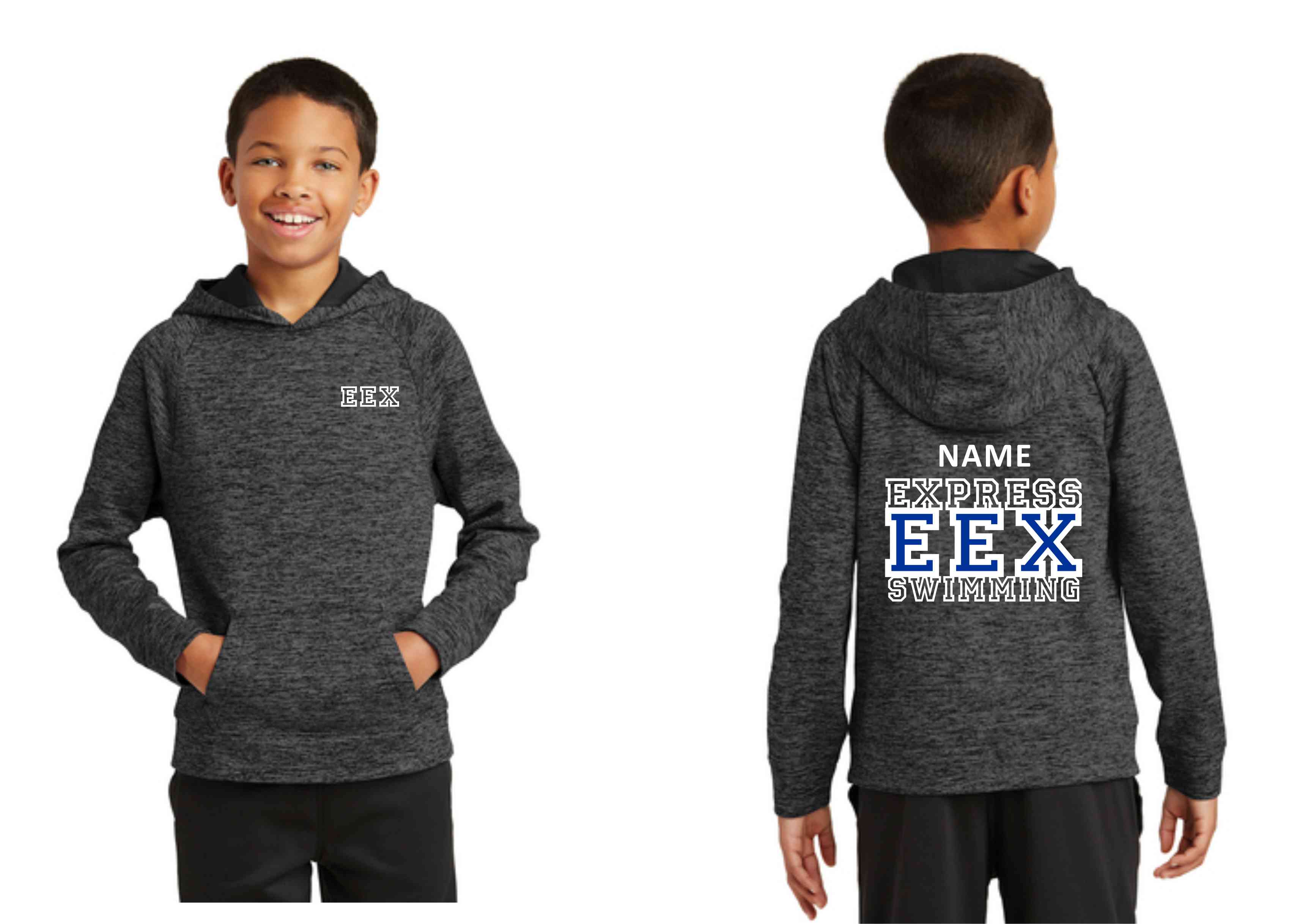 1aa-YST225 Screen Printed Sport-Tek YOUTH Performance Electric Heather Fleece Hooded Pullover