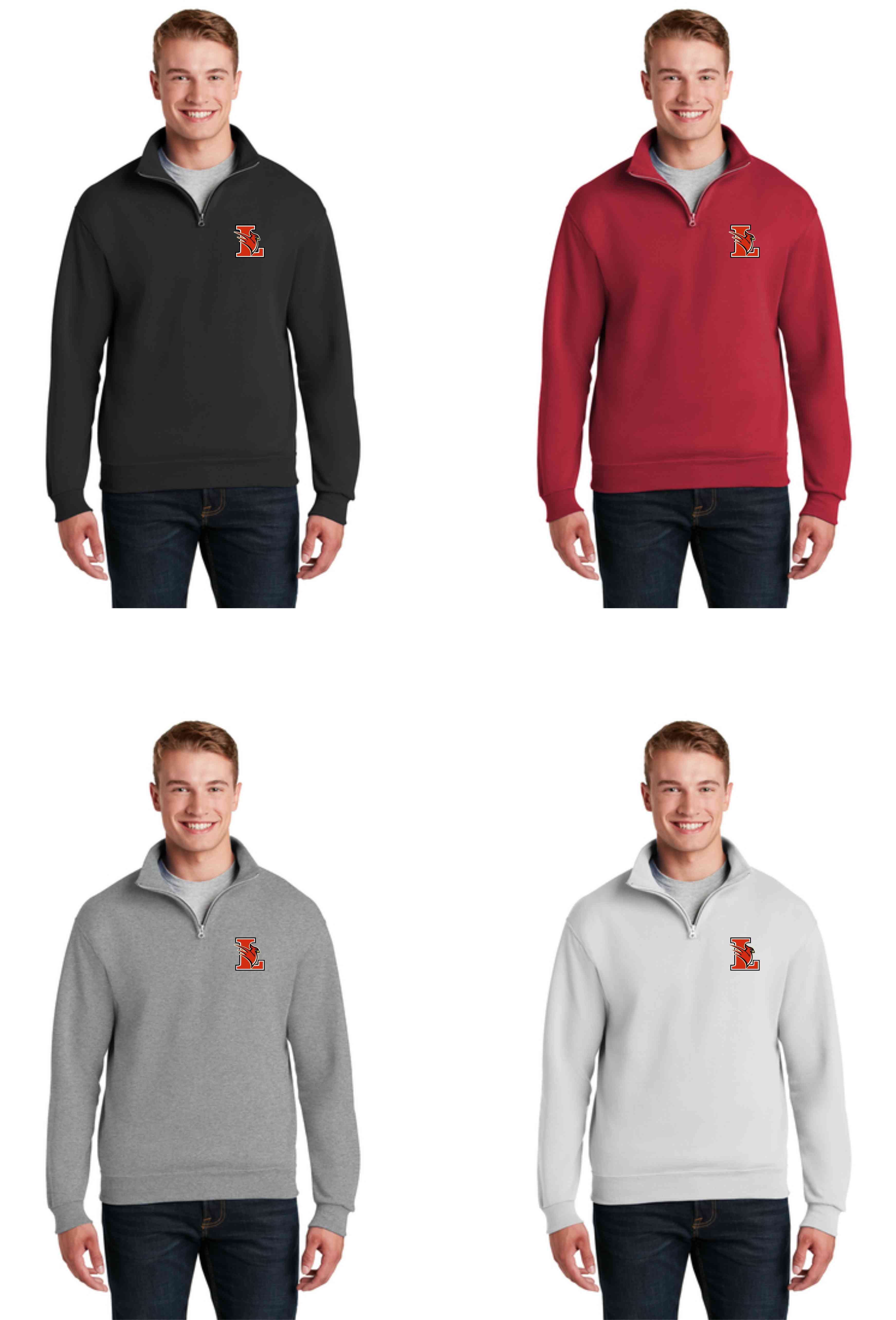 2-995M Embroidered JERZEES - NuBlend 1/4-Zip Cadet Collar Sweatshirt