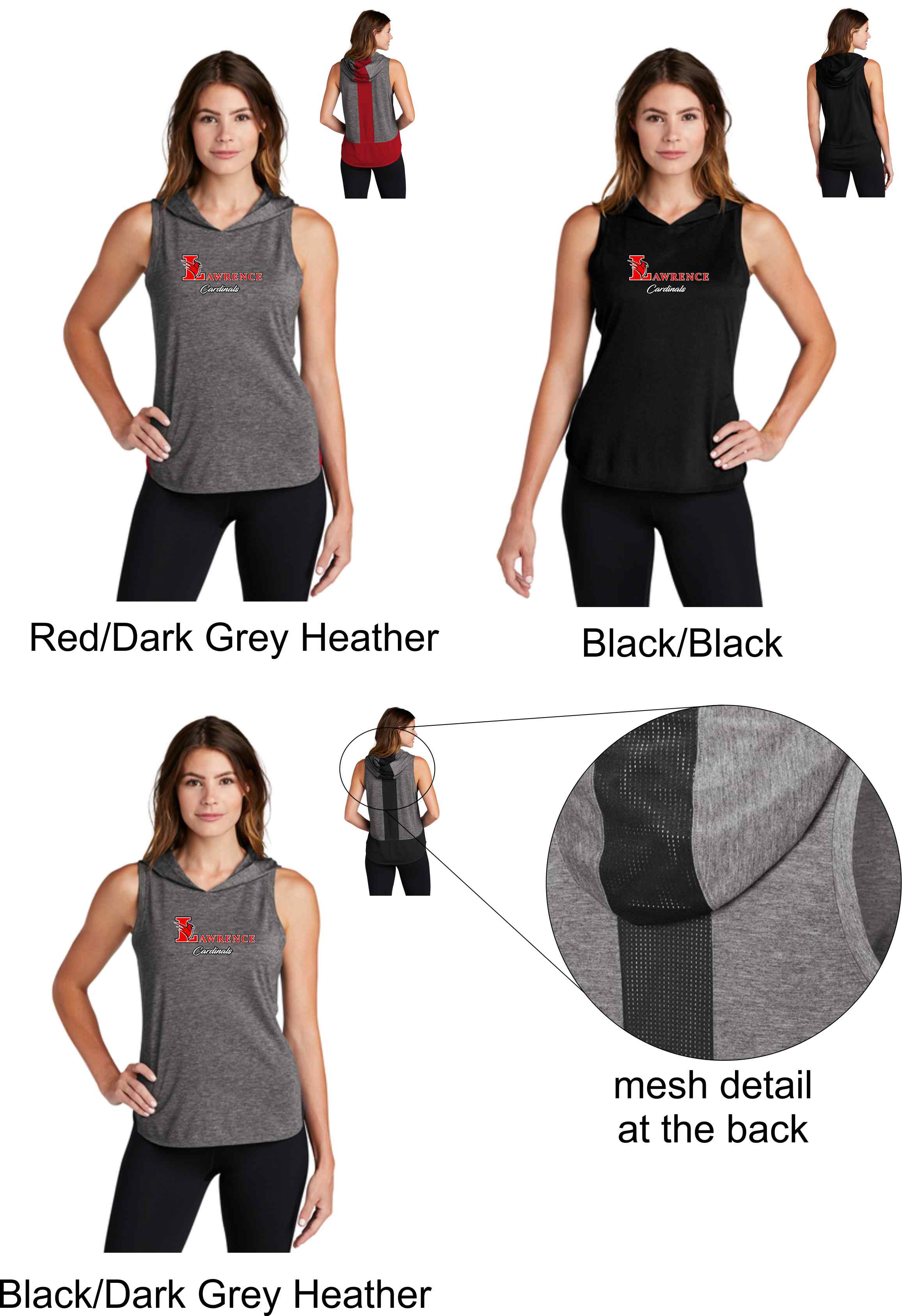 1-LST410 Printed Sport-Tek ® Ladies PosiCharge ® Tri-Blend Wicking Draft Hoodie Tank