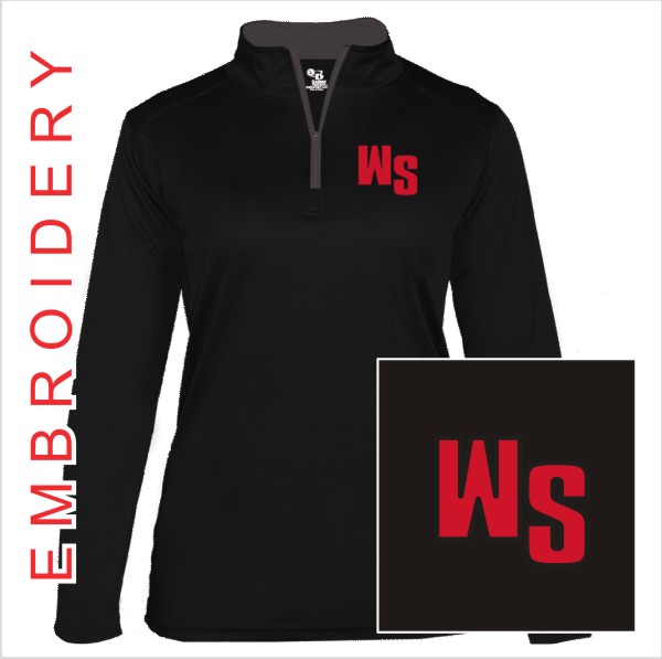 13 Badger 4103 Ladies B Core 1/4 Zip w Left Chest Embroidery