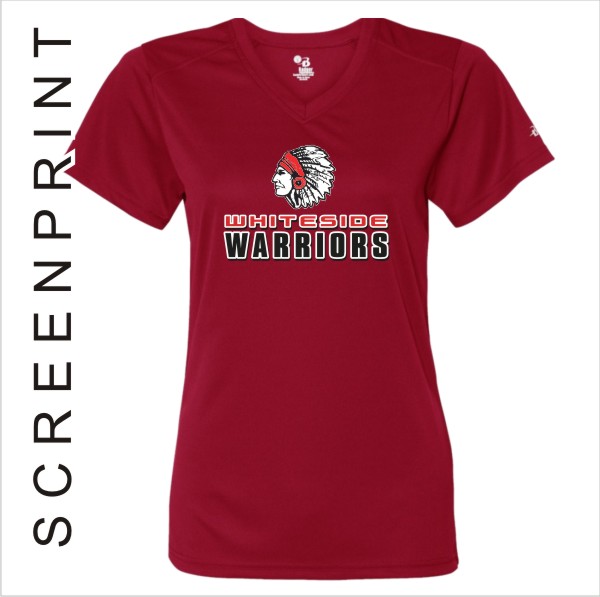 09 Badger 4162 Womens / Girls V Neck Tee w Front Print