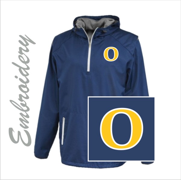 03 Pacesetter Anorak 2502 1/4 Zip Navy w Left Chest Embroidery in Gold/White Thread