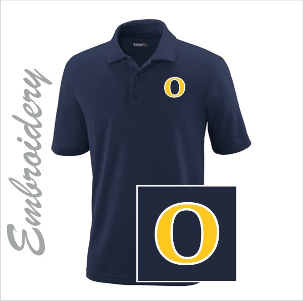 05 Ash City 88181 Mens Pique Polo Classic Navy w Left Chest Embroidery Gol/White Thread