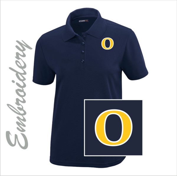 06 Ash City 78181 Ladies Pique Polo Classic Navy w Left Chest Embroidery Gold/White Thread