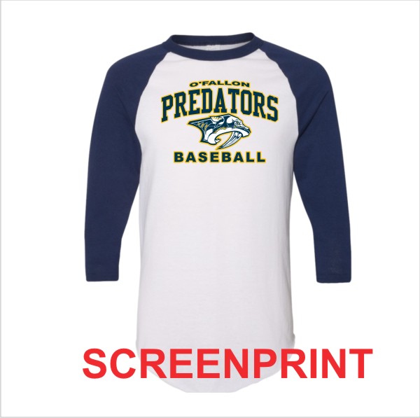 02 Augusta 4420 3/4 Sleeve Baseball Tee w Front Print