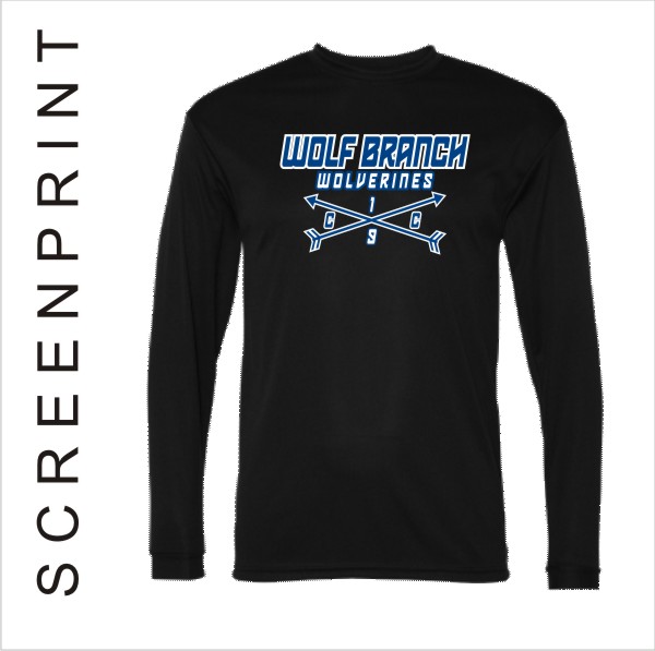 04 Badger C25204 C25104 Y A Long Sleeve Wicking Shirt w Front Print