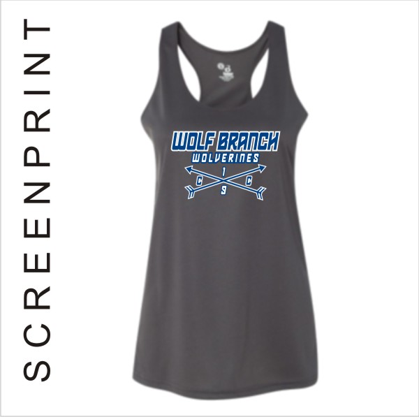 08 Badger 2166 4166 Girls Ladies Racerback Tank with Front Print