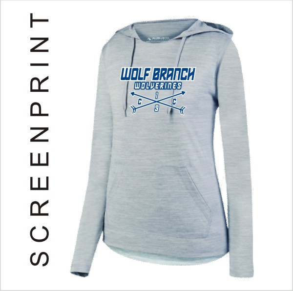 12 Augusta 2907 Ladies Shadow Tonal Heather Hoodie w Front Print